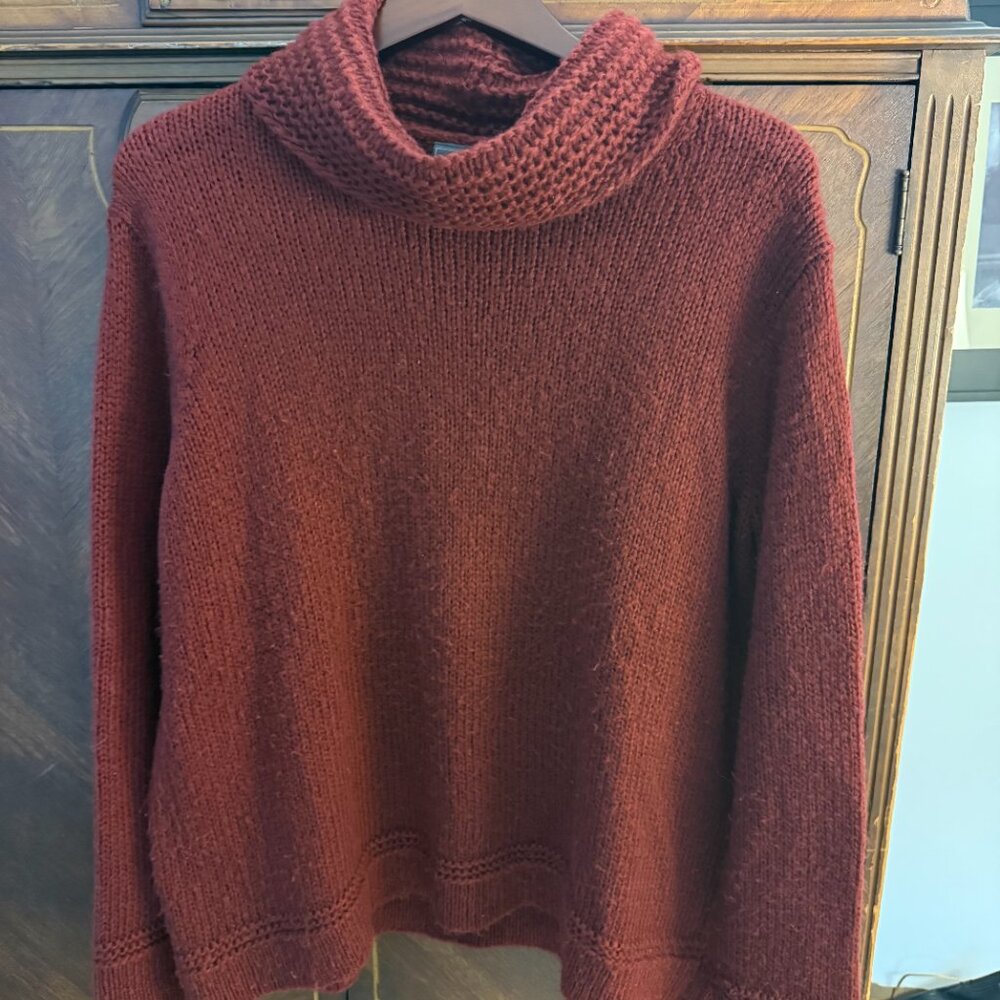 Wooden Ships M/L Relaxed Fit Mock Turtleneck Sweater Rust Color